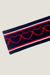 Merino Wool Heart Headband | Navy/White/Red