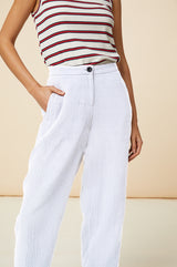 Libby Cheesecloth Trousers | White