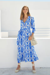 Eliza EcoVero™ Shirt Dress | Ikat Blue/White