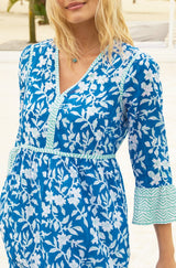 Hayden Block Print Dress | Japanese Cobalt