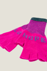 Love Hope Fingerless Gloves | Pink/Grey/Green