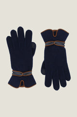 SANTACANA Touchscreen Wool & Cashmere Blend Gloves | Navy/Tan