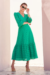 Victoria Broderie Dress | Green