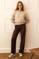 Linen Blend Trousers | Chocolate