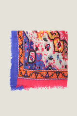 Border Print square scarf | Pink/Purple/Orange
