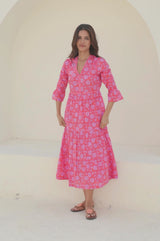 Hayden Block Print Dress | Mara Red/Pink