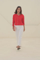 Merino Wool Classic Cardigan | Red