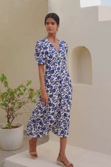 Anne Tea EcoVero™ Dress | Blossom Cream/Navy