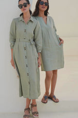 Linen Shirt Dress | Khaki