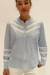 Romy Blouse | White/Blue
