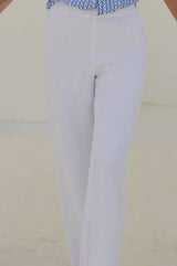 Wide Leg Linen Trousers | White