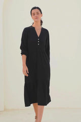 Serena Cheesecloth Dress | Black