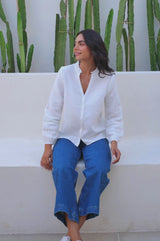Mina Organic Cotton Cheesecloth Blouse | White