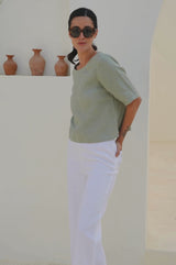 Linen Shell Top | Light Khaki