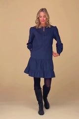Stema Short Corduroy Dress | Navy