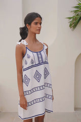 Imogen Dress | White/Navy