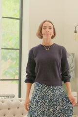 Mira Viscose Crepe Printed Skirt | Animal Ikat Navy/Cream