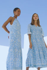 Alisha Block Print Dress | Tea Rose Blue