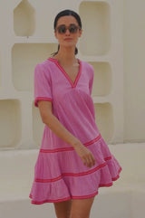 Meredith Embroidered Dress | Pink