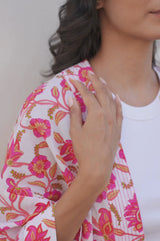 Printed Kimono | Hot Flower Pink