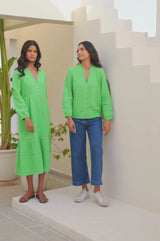 Mina Organic Cotton Cheesecloth Blouse | Green