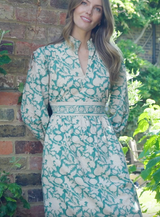 Emmeline Block Print Dress | Tea Rose Green/Taupe