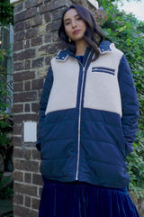 Petra Coat | Navy/Taupe