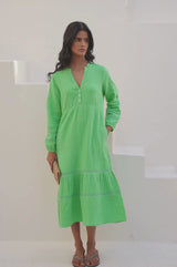 Sadie Organic Cotton Cheesecloth Dress | Green