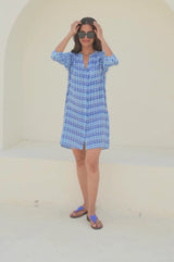 Mila Shirt Tunic | Aztec Blue/White