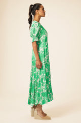 Cordelia Dress | Lined Floral Cream/Green
