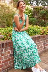 Rhianna Dress | Flower Green/Purple