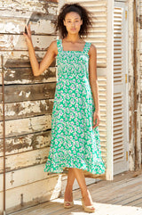 Rhianna Dress | Flower Green/Purple