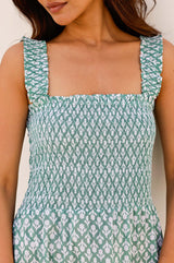 Rhianna Organic Cotton Dress | Sage/White