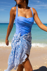 Organic Cotton Sarong | Dianthus Blue/White