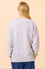 Merino Wool V-Neck Jumper | Grey Marl