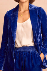 Velvet Side Stripe Trousers | Azure Blue