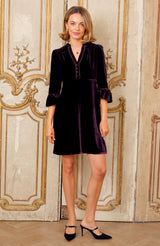 Elsie Velvet Short Dress | Aubergine