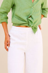 Wide Leg Linen Trousers | White