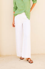 Wide Leg Linen Trousers | White - Aspiga