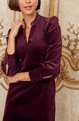 Enid Stretch Corduroy Dress | Burgundy