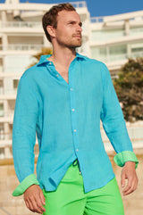 Men's-Premium-Linen-Shirt-Turquoise
