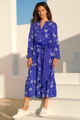 Jessica-Shirt-Dress-Waterlily-Cobalt/Purple