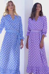 Maeve Tea Dress | Geo Cornflower Blue