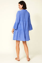 Cristina Embroidered Organic Cotton Kaftan | Marina Blue