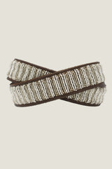 Full Beaded Leather Belt | Silver