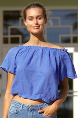 Ilana Frill Organic Cotton Gauze Top | Marina Blue