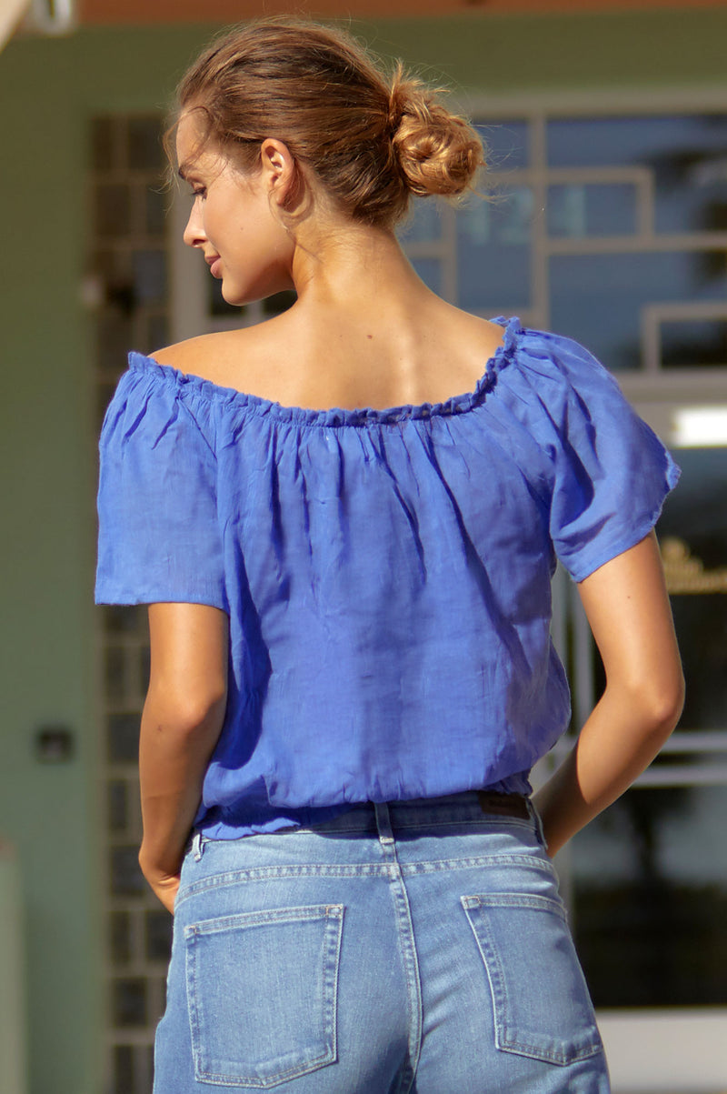 Ilana Frill Organic Cotton Gauze Top | Marina Blue