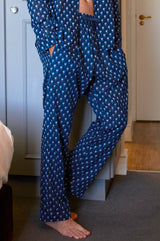 Men's-Pyjama-Set-Belle-Flower-Navy-Marina-Blue