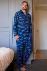 Men's-Pyjama-Set-Belle-Flower-Navy-Marina-Blue
