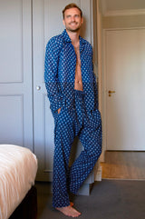 Men's-Pyjama-Set-Belle-Flower-Navy-Marina-Blue